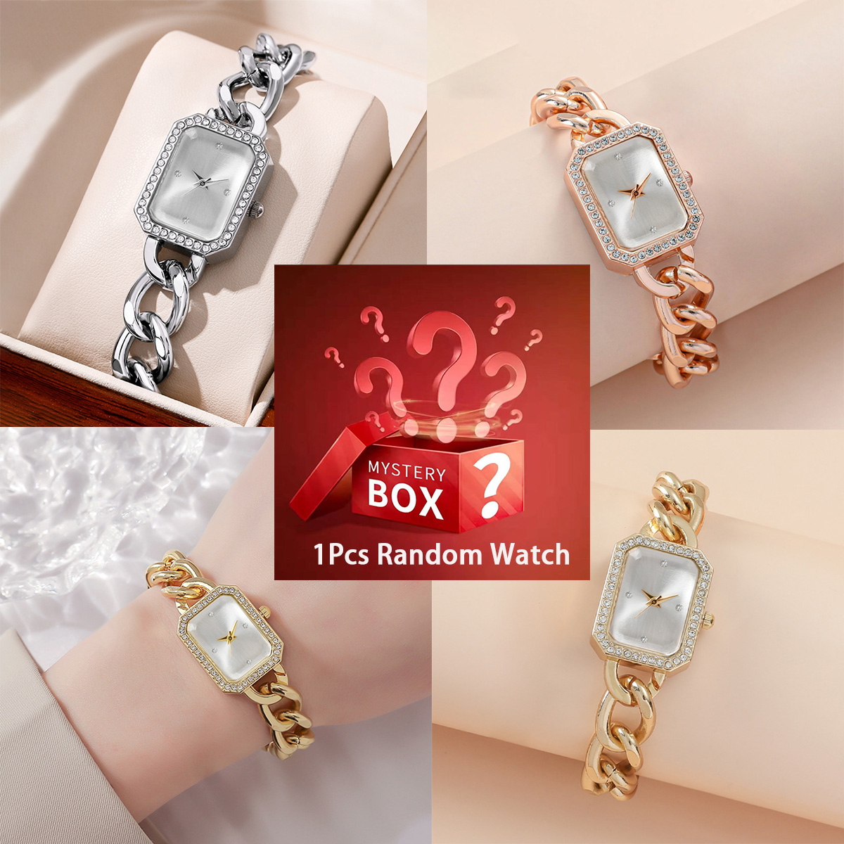 Luxury Watch - Mystery box contains 1randomcolor watch quartz
