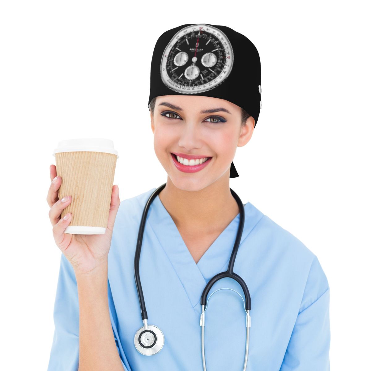 Luxury Watch Face - Black Luxury Watch Face Scrub Hat