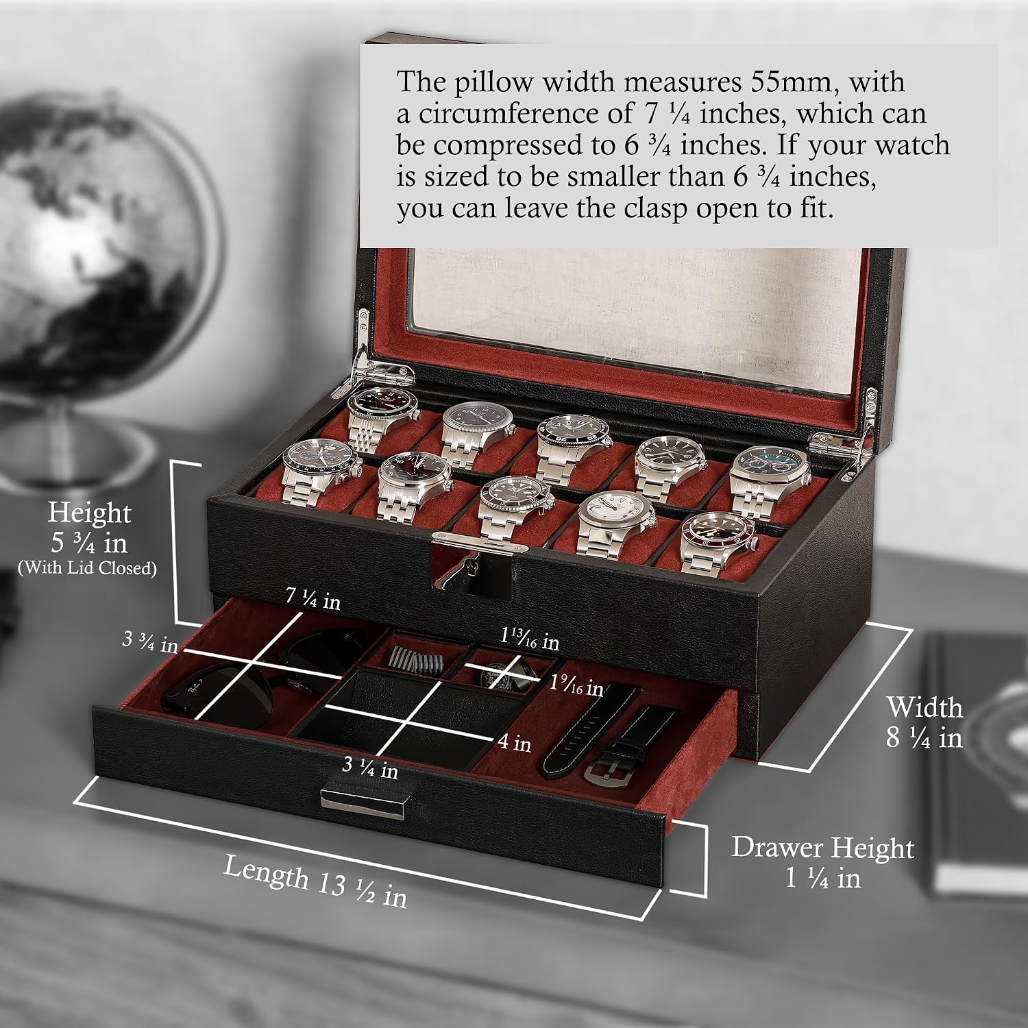 10-Slot Watch Box in Leather w - огляд і ціна Luxury Watch Display Case