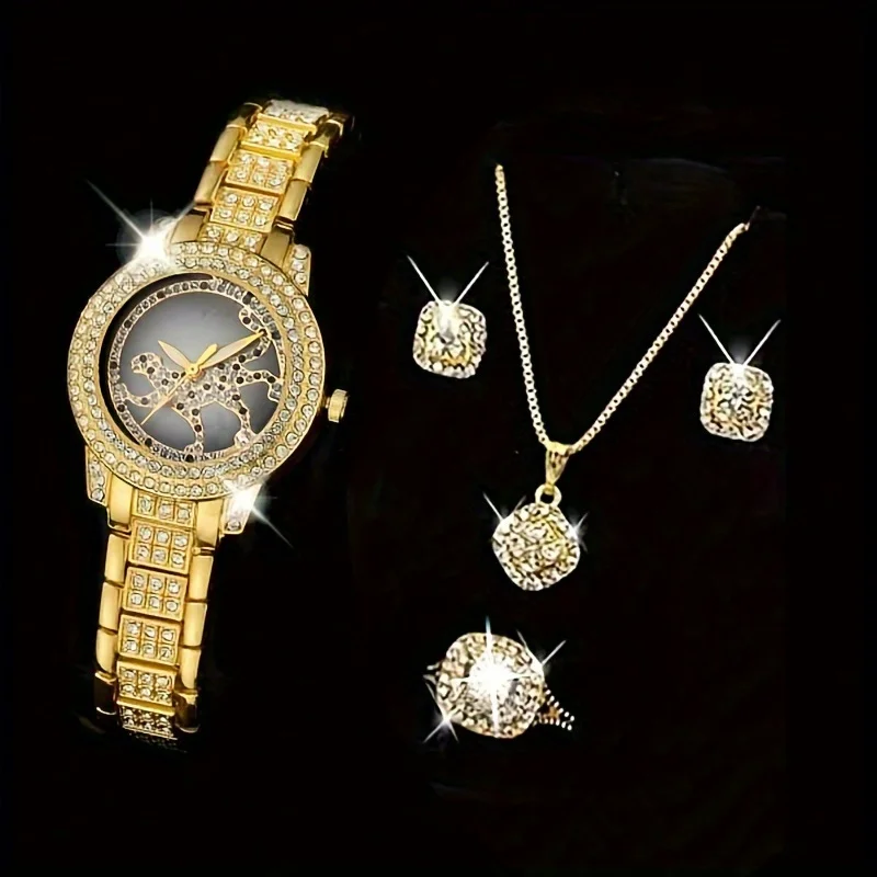 5pcs/set Women's Watch Cheetah - огляд і ціна Luxury Watch Gift For Her