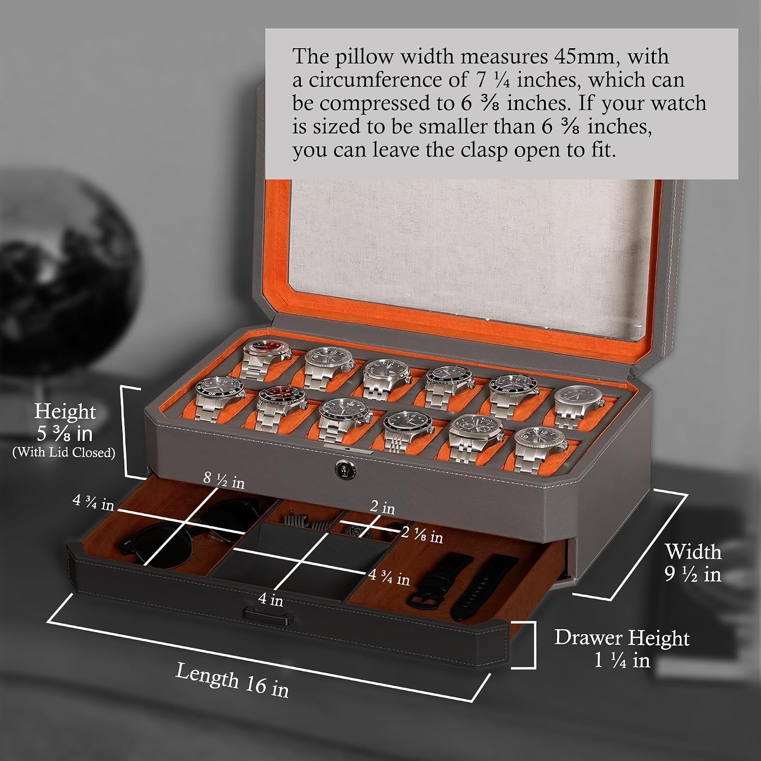 12 Slot Leather Watch Box with - огляд і ціна Luxury Watch Display Case